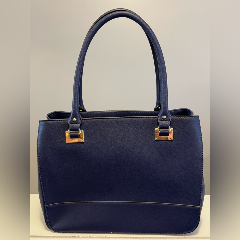 Anne Klein “Black New Recruits” blue Large Structured Satchel Women Handbag - Picture 2 of 10